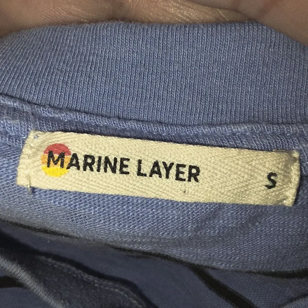 Marine Layer Sz S Sadie Slub Striped Blue Tiered Beachy Side Pockets Midi Dress